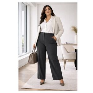 LANE BRYANT Perfect Drape Wide Leg Pants 24P Plus Petite High Rise Charcoal Grey